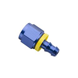 Fitting, Hose End, Socketless Barb, Straight, -6 AN Hose to Female -8 AN, Aluminum, Blue Anodized, Each