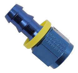 Fitting, Hose End, Socketless, Straight, -8 AN Hose to Female -8 AN, Aluminum, Red/Blue Anodized, Each