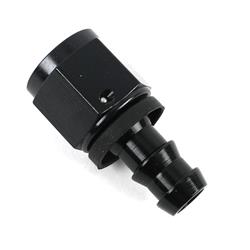 Fitting, Hose End, Socketless Barb, Straight, -8 AN Hose to Female -10 AN, Aluminum, Black Anodized, Each