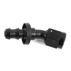 Fitting, Hose End, Socketless, 30 Degree, -6 AN Hose to Female -6 AN, Aluminum, Black Anodized, Each