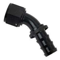 Fitting, Hose End, Socketless, 45 Degree, -12 AN Hose to Female -12 AN, Aluminum, Black Anodized, Each