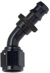 Fitting, Hose End, Socketless, 45 Degree, -16 AN Hose to Female -16 AN, Aluminum, Black Anodized, Each