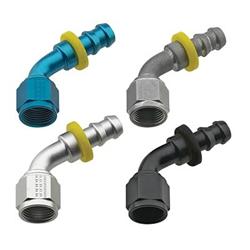 Fitting, Hose End, Socketless, 60 Degree, -16 AN Hose to Female -16 AN, Aluminum, Red/Blue Anodized, Each