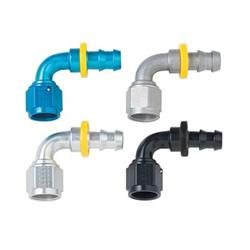 Fitting, Hose End, Socketless, 90 Degree, -10 AN Hose to Female -10 AN, Aluminum, Clear Anodized, Each