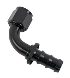 Fitting, Hose End, Socketless, 90 Degree, -10 AN Hose to Female -10 AN, Aluminum, Black Anodized, Each