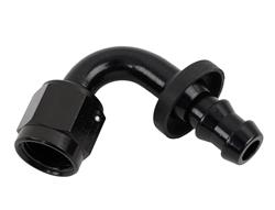 Fitting, Hose End, Socketless, 120 Degree, -6 AN Hose to Female -6 AN, Aluminum, Black Anodized, Each