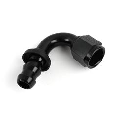 Fitting, Hose End, Socketless, 120 Degree, -8 AN Hose to Female -8 AN, Aluminum, Black Anodized, Each