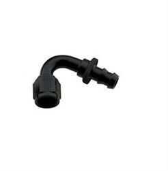 Fitting, Hose End, Socketless, 120 Degree, -10 AN Hose to Female -10 AN, Aluminum, Black Anodized, Each