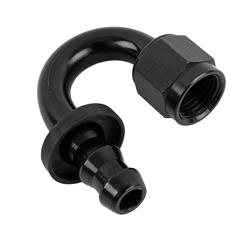 Fitting, Hose End, Socketless, 180 Degree, -6 AN Hose to Female -6 AN, Aluminum, Black Anodized, Each