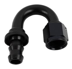 Fitting, Hose End, Socketless, 180 Degree, -8 AN Hose to Female -8 AN, Aluminum, Black Anodized, Each