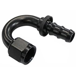 Fitting, Hose End, Socketless, 180 Degree, -10 AN Hose to Female -10 AN, Aluminum, Black Anodized, Each