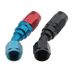 Fitting, Hose End, Reusable, 30 Degree, -6 AN Hose to Female -6 AN, Aluminum, Red/Blue Anodized, Each