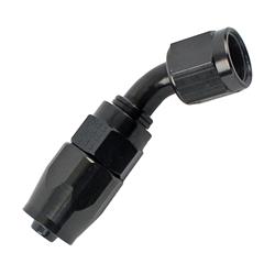 Fitting, Hose End, Reusable, 45 Degree, -6 AN Hose to Female -6 AN, Aluminum, Black Anodized, Each