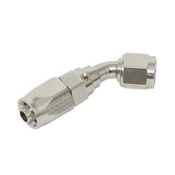 Fitting, Hose End, Reusable, 45 Degree, -6 AN Hose to Female -6 AN, Aluminum, Chrome, Each