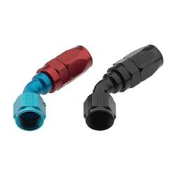 Fitting, Hose End, Reusable, 45 Degree, -8 AN Hose to Female -8 AN, Aluminum, Red/Blue Anodized, Each