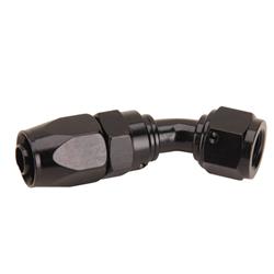 Fitting, Hose End, Reusable, 45 Degree, -16 AN Hose to Female -12 AN, Aluminum, Black Anodized, Each
