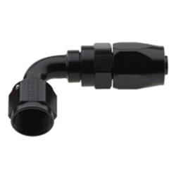 Fitting, Hose End, Reusable, 90 Degree, -6 AN Hose to Female -6 AN, Aluminum, Black Anodized, Each