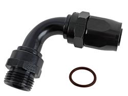 Hose Ends, Series 2000 Pro-Flow, Reusable Swivel, 90 degree, -12 AN Size, Aluminum, Black Anodized, -12 AN O-ring Adapter Size, Male Threads, Each
