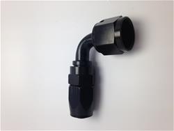 Fitting, Hose End, Reusable, 90 Degree, -12 AN Hose to Female -16 AN, Aluminum, Black Anodized, Each