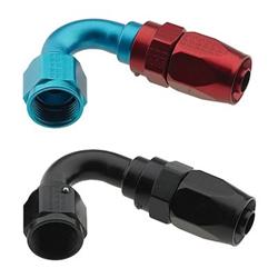 Fitting, Hose End, Reusable, 120 Degree, -4 AN Hose to Female -4 AN, Aluminum, Black Anodized, Each