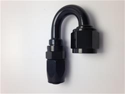 Fitting, Hose End, Reusable, 180 Degree, -6 AN Hose to Female -8 AN, Aluminum, Black Anodized, Each
