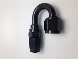 Fitting, Hose End, 180 degree, Aluminum, Black, -8 AN Reusable Swivel, -10 AN Female Threads, Each