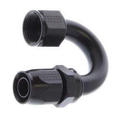 Fitting, Hose End, Reusable, 180 Degree, -12 AN Hose to Female -12 AN, Aluminum, Black Anodized, Each