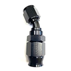 Hose Ends, Race-Rite, PTFE, -8 AN, Reusable Swivel, 30 Degree, Female Threads, Aluminum, Black Anodized, Each