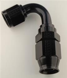 Hose Ends, Race-Rite, PTFE, -8 AN, Reusable Swivel, 120 Degree, Female Threads, Aluminum, Black Anodized, Each