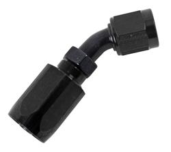 Fitting, Hose End, Power Steering, 45 Degree, -6 AN Hose to Female -6 AN, Aluminum, Black, Each