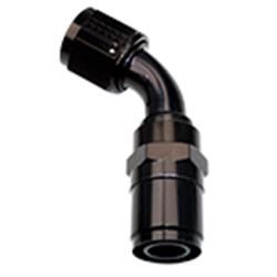 Fitting, Race-Rite, Crimp-On, 45 Degree, Aluminum, Black, -8 AN Hose, -8 AN O-Ring Adapter, Male Threads, Each