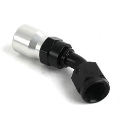 Hose End, Sport-Crimp Series, -6 AN Female Thread, Hose Barb, 45 Degree, Aluminum, Red/Blue Anodized, Each