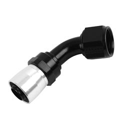 Fitting, Sport-Crimp Series Race Hose End, 60 degree, Aluminum, Black, -12 AN Hose Barb, -12 AN Female Threads