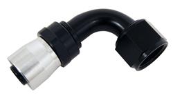 Hose End, Crimp Swivel, -12 AN Female Thread, 90 Degrees, Aluminum, Black Anodized, Each