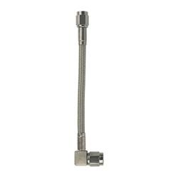 Brake Hose, P.T.F.E, Braided Stainless Steel, 90 Degree, 12 in., -3 AN Female, -3 AN Female, Each