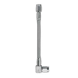 Brake Hose, P.T.F.E, Braided Stainless Steel, Clear Cover, 90 Degree, 14 in., -3 AN Female, -3 AN Female, Each