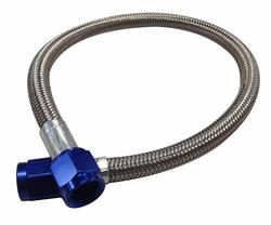 Hose, Nitrous, Braided Stainless Steel, -4 AN Female End, Blue, -4 AN Female End, Blue, 96 in. Length, Each