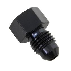 Fitting, External Hex Head Flare Plug, -4 AN, Aluminum, Black Anodized, Male Thread, Fragola Performance, Each