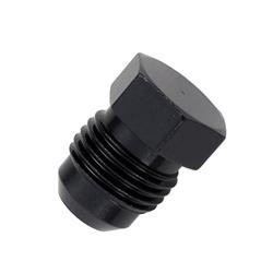 Fitting, External Hex Head Flare Plug, -6 AN, Aluminum, Black Anodized, Male Thread, Fragola Performance, Each