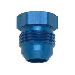 Fittings, External Hex Head Flare Plug, -6 AN, Aluminum, Blue Anodized, Each