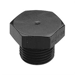 Fittings, External Hex Head Port Plug, -3 AN, 3/8 - 24, Aluminum, Black Anodized, Male Thread, O-Ring, Each