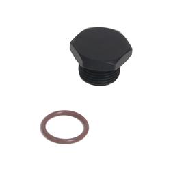 Fitting, Plug, -10 AN O-Ring, Aluminum, Black, Each