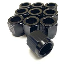 Fitting, Tube Nut, -3 AN, Aluminum, Black Anodized, Set of 10