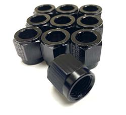 Fitting, Tube Nut, Female -10 AN, Aluminum, Black Anodized, Set of 10