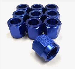 Fitting, Tube Nut, -6 AN, Aluminum, Blue Anodized, Set of 10