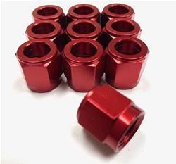 Fitting, Tube Nut, -6 AN, Aluminum, Red Anodized, Set of 10