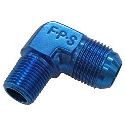 Fitting, Adapter, AN to NPT, 90 Degree, Aluminum, Blue Anodized, -12 AN, 1/2 in. NPT, Each