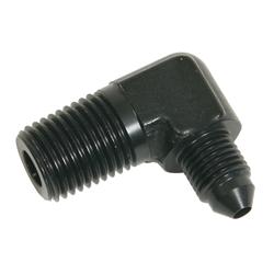 Fitting, Adapter, AN to NPT, 90 Degree, Aluminum, Black Anodized, -3 AN, 1/4 in. NPT, Each