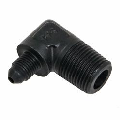 Fitting, Adapter, AN to NPT, 90 Degree, Aluminum, Black Anodized, -3 AN, 3/8 in. NPT, Each