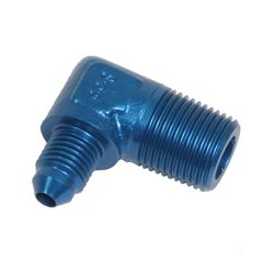 Fitting, Adapter, AN to NPT, 90 Degree, Aluminum, Blue Anodized, -4 AN, 3/8 in. NPT, Each